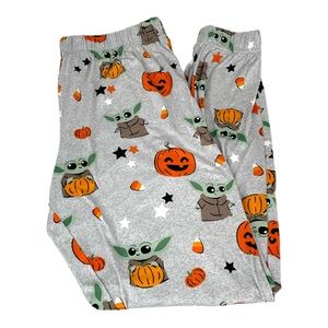 Star Wars The Mandalorian Baby Yoda Halloween Pajamas Gray Orange Size Small